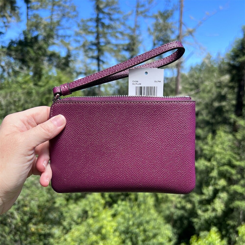 COACH Corner Zip Wristlet Purple Plum with Silver Hardware CV396 NWT - Picture 2 of 8
